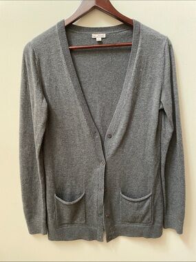 GAP Wool Blend Charcoal Gray V-Neck Button-Front Cardigan
